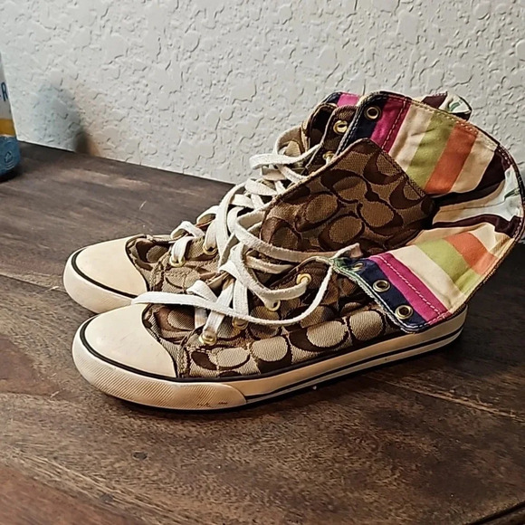 Coach Signature Canvas High Top‎ Sneakers - Picture 1 of 6